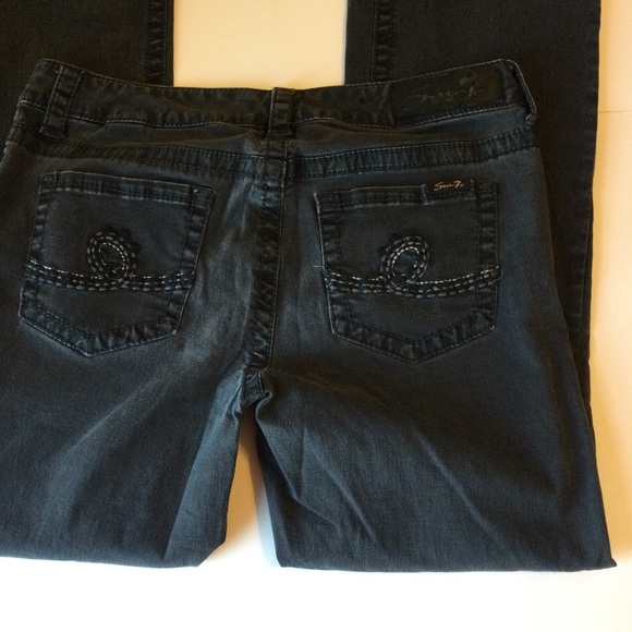 Seven 7 Stylish Black Women's Jeans Boot Cut Embroidered Pockets Western Size 8 - Picture 2 of 8